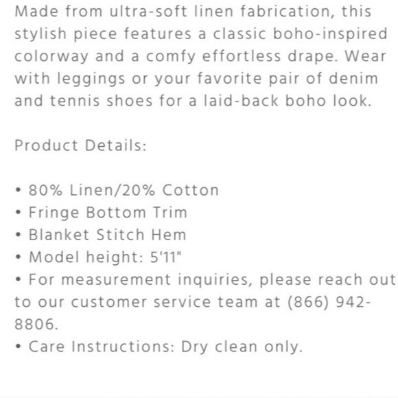 Johnny Was Aro Linen Cotton Fringed Poncho Wrap Boho Inspired One Size - Picture 10 of 11